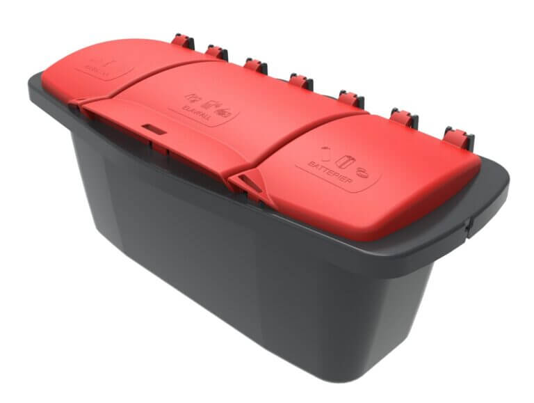 Elektronikbox, tre fack med lock