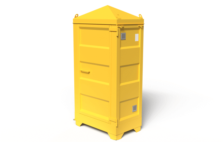 Miljöskåp för ett fat farligt avfall, låsbart